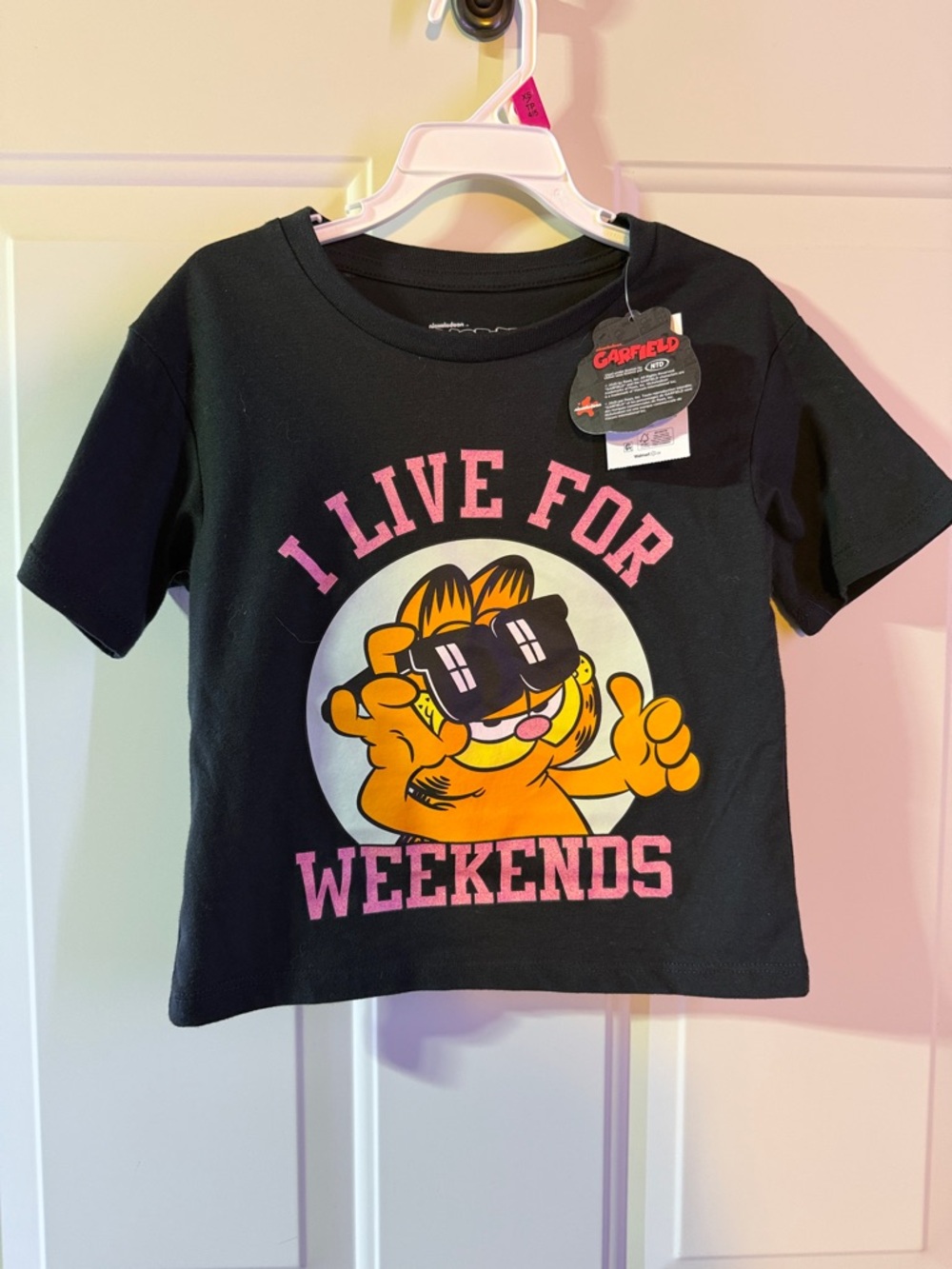 Garfield Kids' Black 'I Live for Weekends' Graphic Tee- XS 4-5